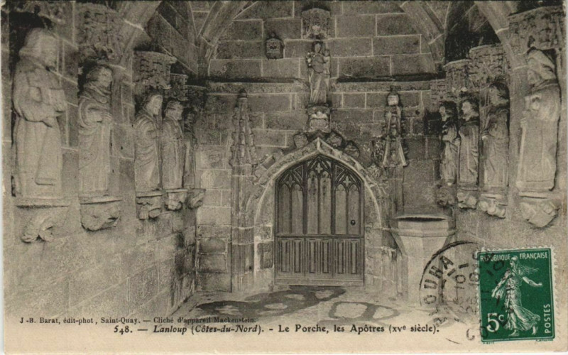 Carte postale ancienne Lanloup Le Porche - Les Apotres à Lanloup