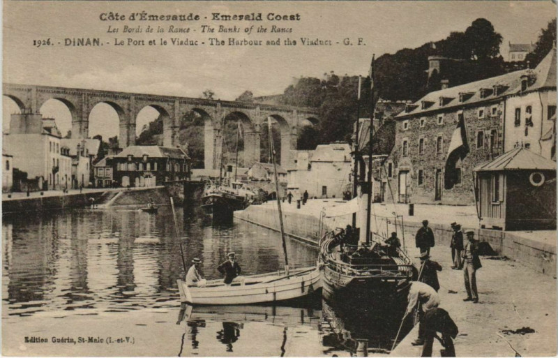 Carte postale ancienne Dinan Le Port et le Viaduc à Dinan