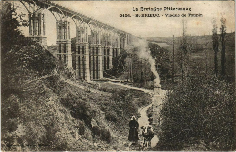 Carte postale ancienne Saint-Brieuc Viaduc de Toupin à Saint-Brieuc
