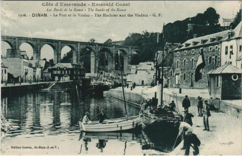 Carte postale ancienne Dinan Le Port et le Viaduc à Dinan