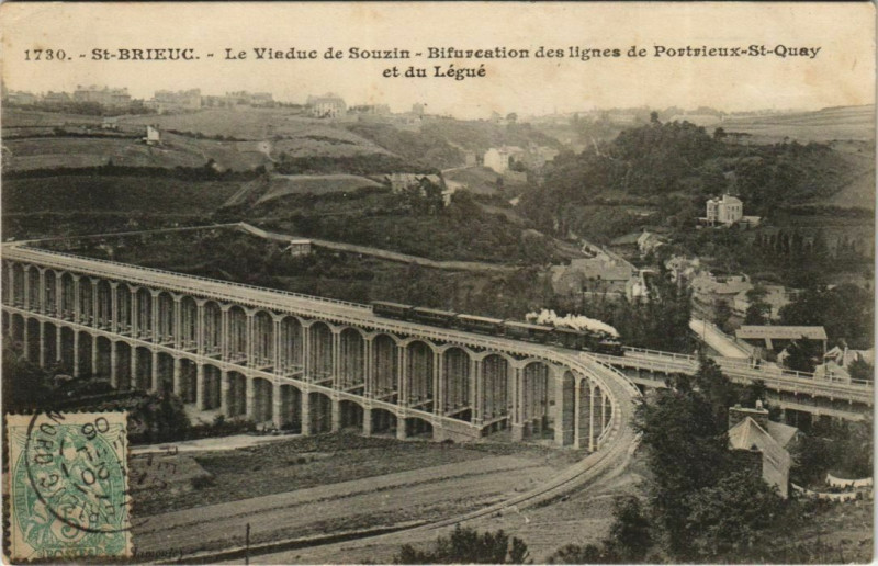 Carte postale ancienne Saint-Brieuc Le Viaduc de Souzin à Saint-Brieuc