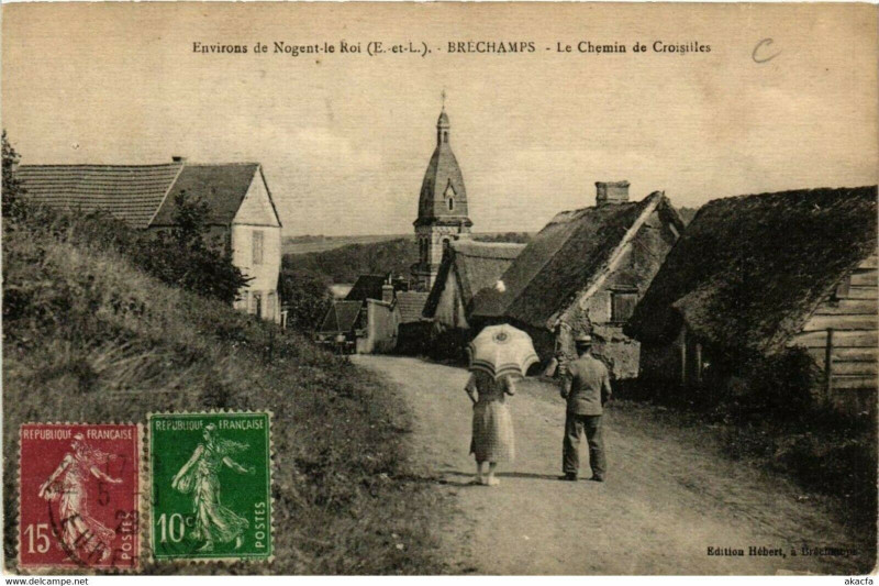 Carte postale ancienne Env. de Nogent-le-Roi - Brechamps-Le Chemin de Croisilles à Croisilles