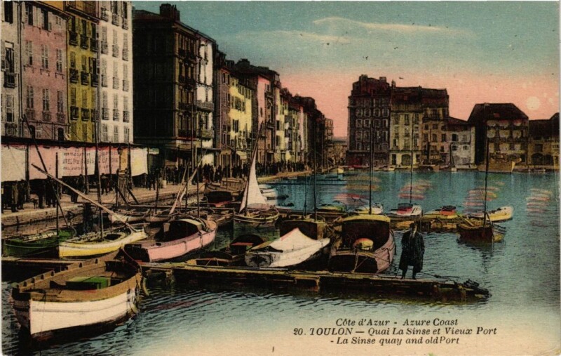 Carte postale ancienne Toulon Quai La Sinse et Vieux Port à Toulon