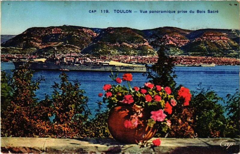 Carte postale ancienne Toulon Vue panoramique prise du Bois Sacré à Toulon