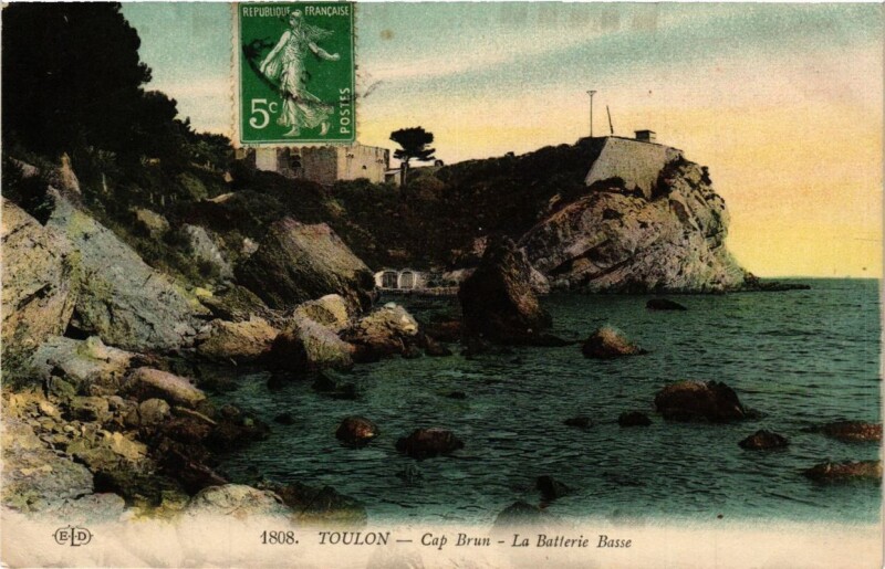 Carte postale ancienne Toulon Cap Brun-La Batterie Basse à Toulon