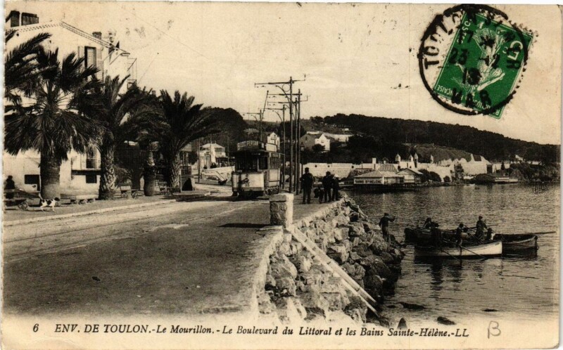 Carte postale ancienne Toulon Le Mourillon-Boulevard du Littoral et-les-Bains Sainte-Héléne à Toulon