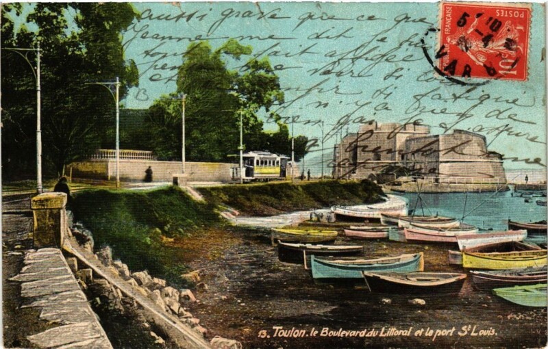 Carte postale ancienne Toulon Le Boulevard du Littoral et le Port Saint-Louis à Toulon