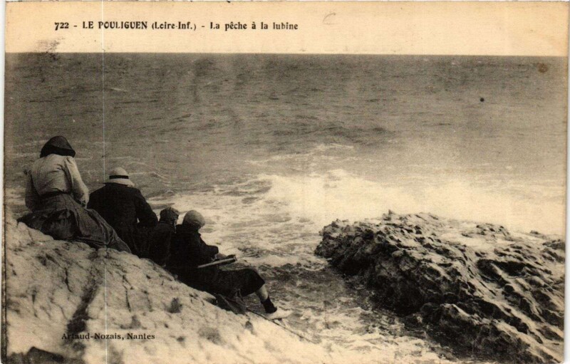 Carte postale ancienne Le Pouliguen - La Peche a la lubine au Pouliguen