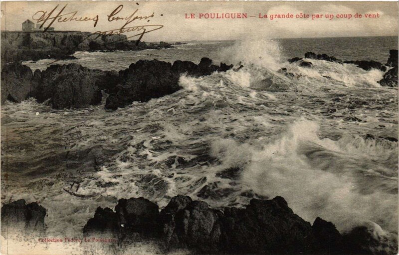 Carte postale ancienne Le Pouliguen - La grande cote par un coup de vent au Pouliguen