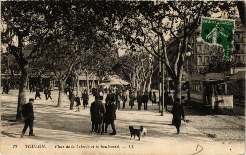 Carte postale ancienne Toulon Place de la Liberté et le Boulevard à Toulon
