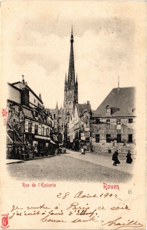 Carte postale ancienne Rouen-Rue de l'Epicerie à Rouen