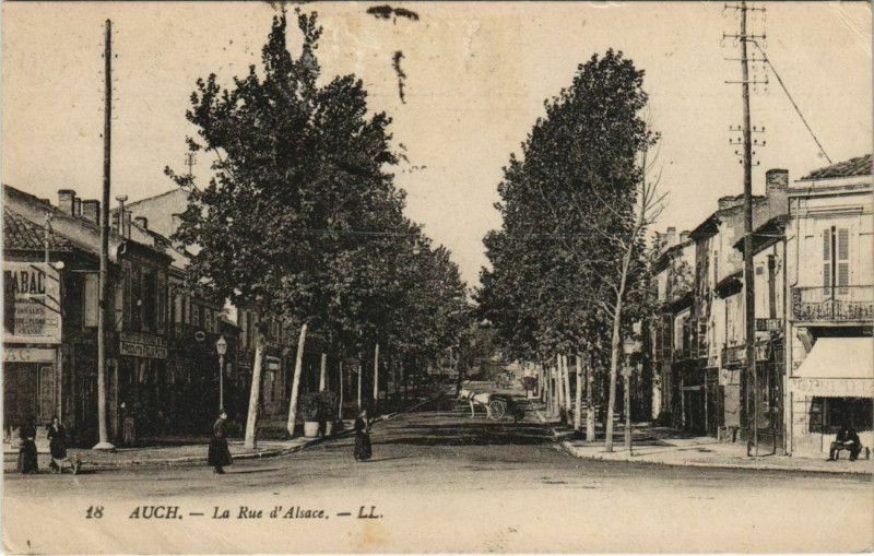 Carte postale ancienne Auch La Rue d'Alsace à Auch