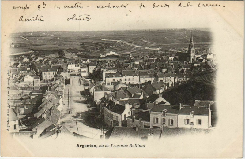 Carte postale ancienne Argenton vu de l'Avenue Rollinat France à Argenton