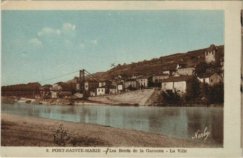 Carte postale ancienne Port Sainte-Marie Les Bords de la Garonne France