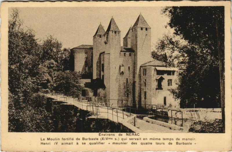 Carte postale ancienne Env.de Nerac Le Moulin fortifie de Barbaste France à Barbaste