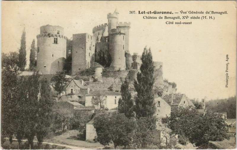 Carte postale ancienne Vue Generale de Bonaguil, Chateau France