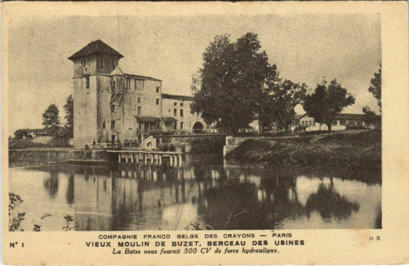 Carte postale ancienne Paris 19e Co. Franco Belge des Crayons Moulin de Buzet à Buzet-sur-Baïse