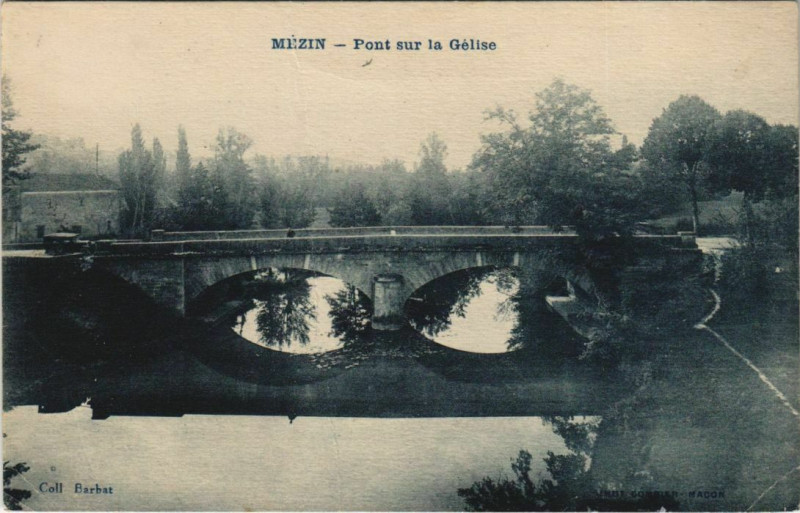 Carte postale ancienne Mezin Pont sur la Gelise France
