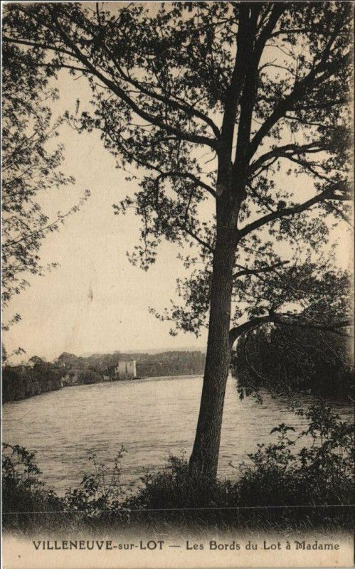 Carte postale ancienne Villeneuve sur Lot Les Bords du Lot a Madame France à Villeneuve-sur-Lot