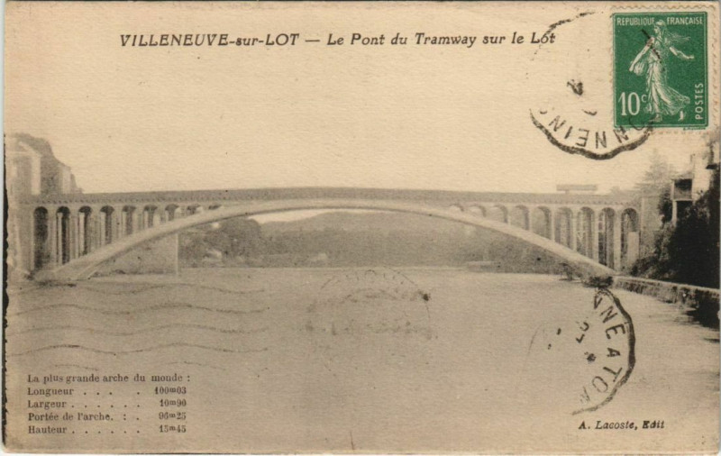 Carte postale ancienne Villeneuve sur Lot Le Pont du Tramway s le Lot France à Villeneuve-sur-Lot