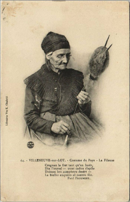 Carte postale ancienne Villeneuve sur Lot Costume du Pays, La Fileuse France à Villeneuve-sur-Lot