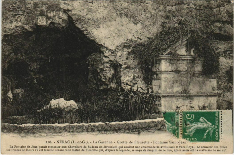 Carte postale ancienne Nerac La Garenne, Grotte de Fleurette France
