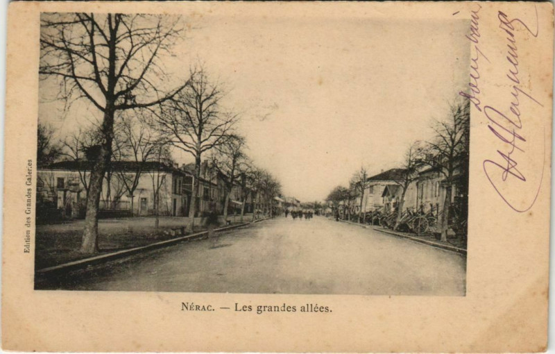 Carte postale ancienne Nerac Les Grandes allees France