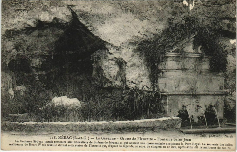 Carte postale ancienne Nerac La Garenne, Grotte de Fleurette France