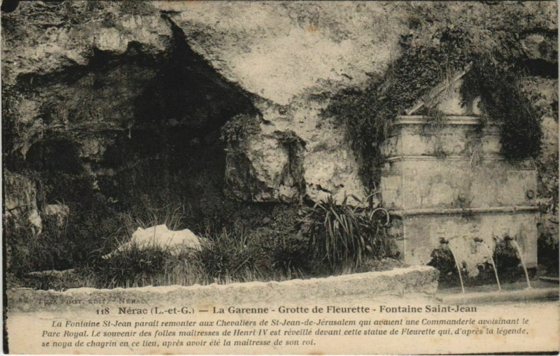 Carte postale ancienne Nerac La Garenne, Grotte de Fleurette France