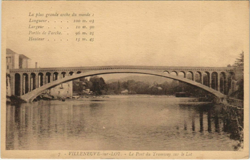Carte postale ancienne Villeneuve sur Lot Le Pont du Tramway s le Lot France à Villeneuve-sur-Lot