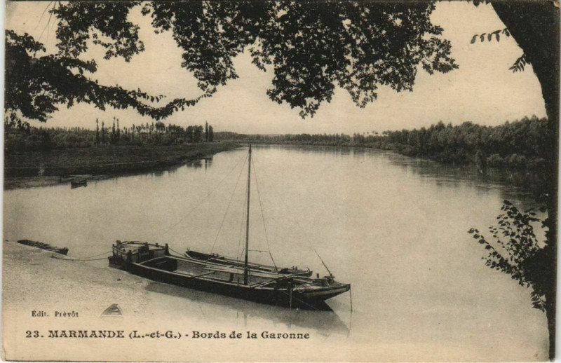 Carte postale ancienne Marmande Bords de la Garonne France à Marmande