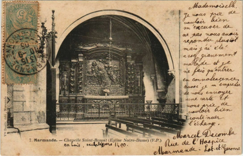 Carte postale ancienne Marmande Chapelle Saint-Benoit France à Marmande