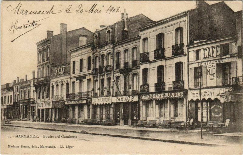 Carte postale ancienne Marmande Boulevard Gambetta France à Marmande