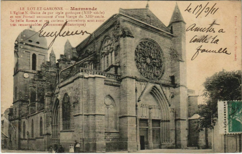 Carte postale ancienne Marmande L'Eglise Notre-Dame France à Marmande