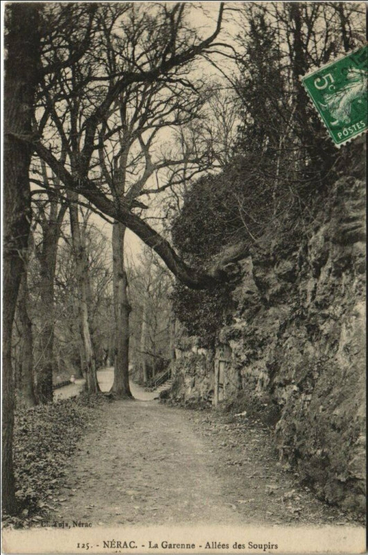 Carte postale ancienne Nerac La Garenne, Allees des Soupirs France