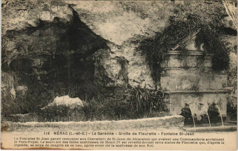 Carte postale ancienne Nerac La Garenne, Grotte de Fleurette France