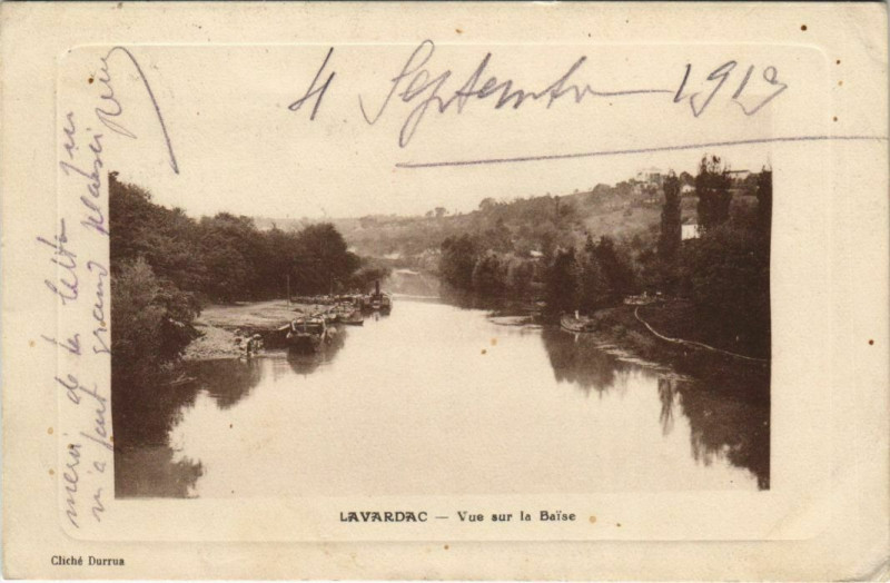 Carte postale ancienne Lavardac Vue sur la Baise France à Lavardac