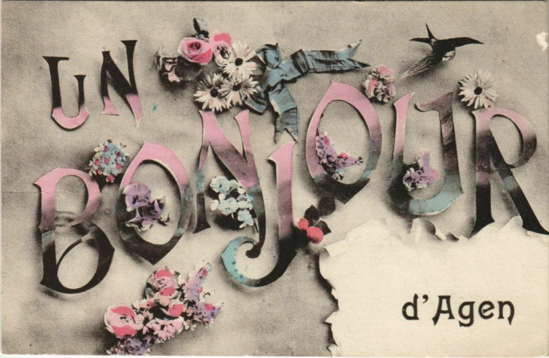 Carte postale ancienne Agen Un Bonjour France à Agen