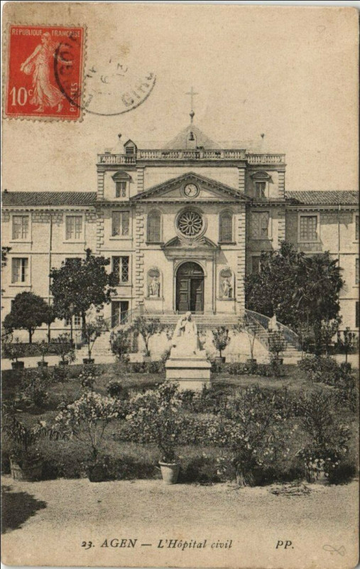 Carte postale ancienne Agen L'Hopital civil France à Agen
