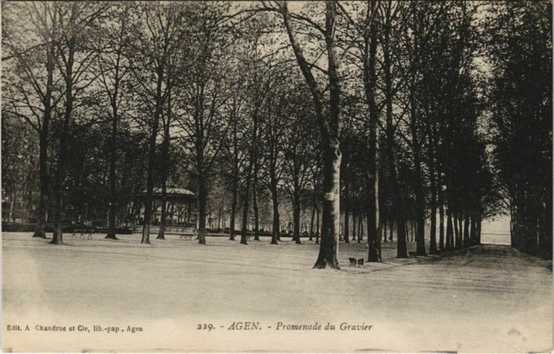 Carte postale ancienne Agen Promenade du Gravier France à Agen