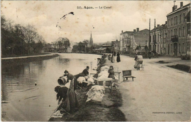 Carte postale ancienne Agen Le Canal France à Agen