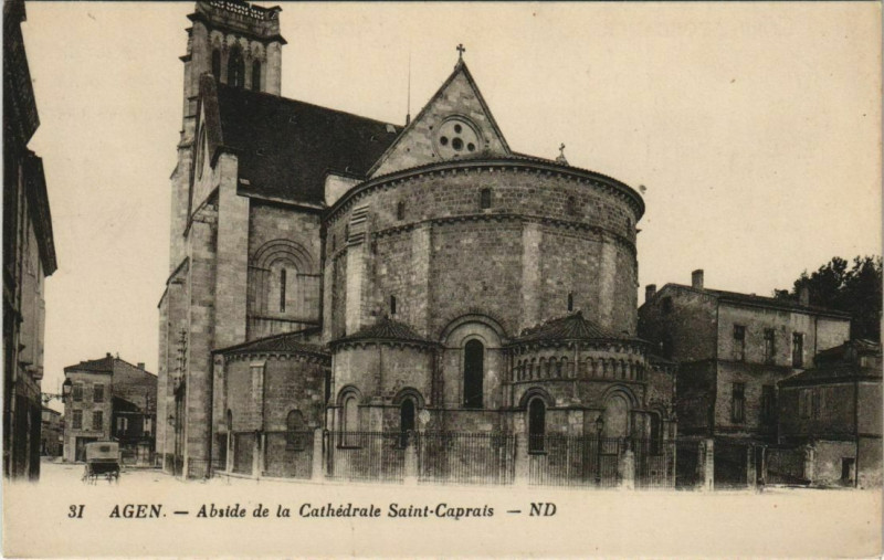 Carte postale ancienne Agen Abside de la Cathedrale St.Caprais France à Agen