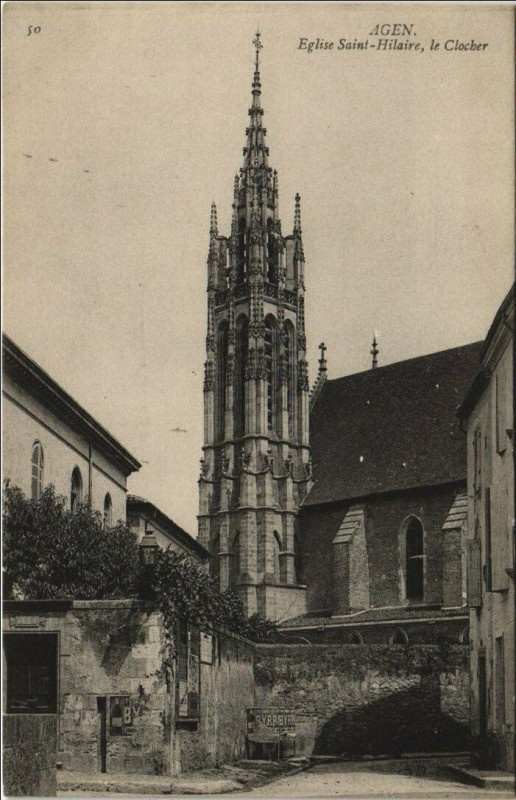Carte postale ancienne Agen Eglise Saint-Hilaire Le Clocher France à Agen
