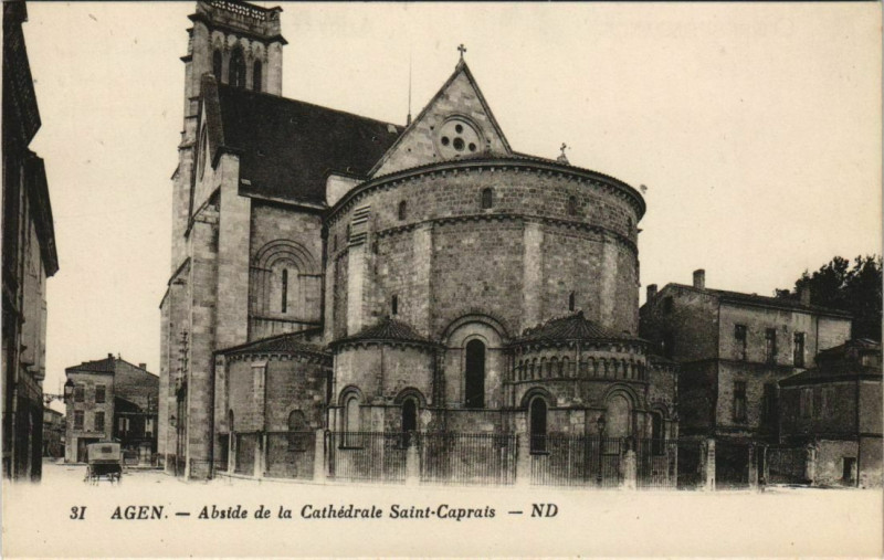 Carte postale ancienne Agen Abside de la Cathedrale France à Agen