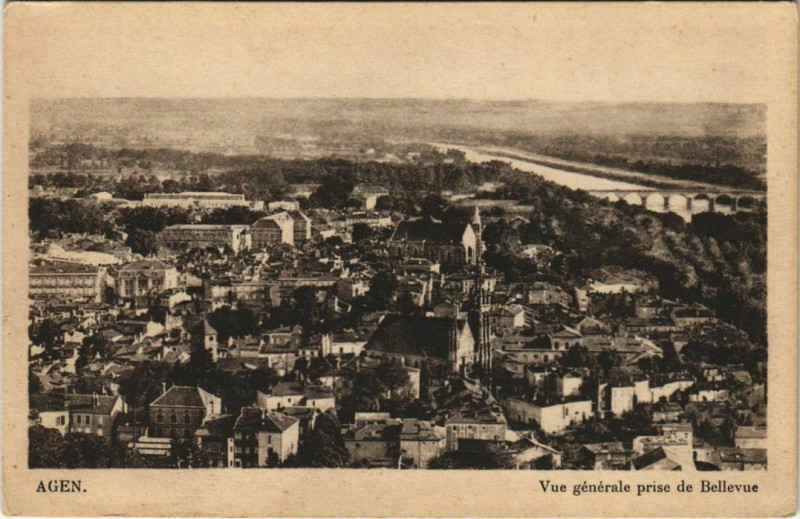 Carte postale ancienne Agen Vue Generale prise de Bellevue France à Agen