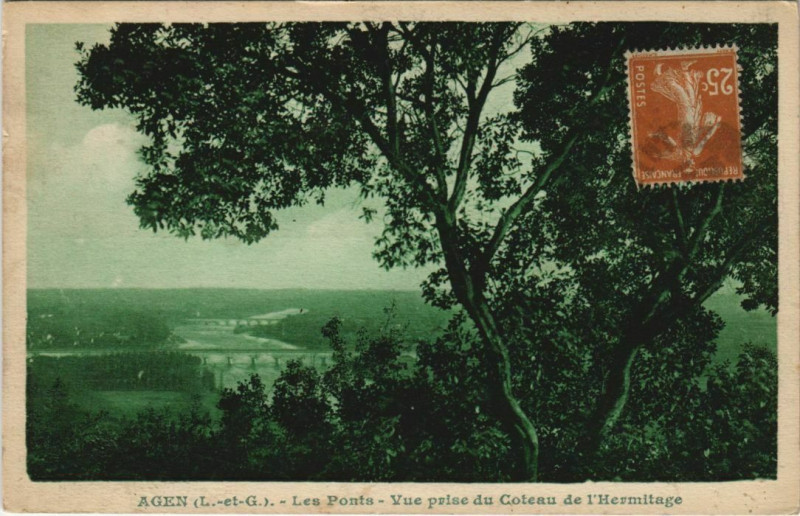 Carte postale ancienne Agen Les Ponts, Vue prise du Coteau France à Agen