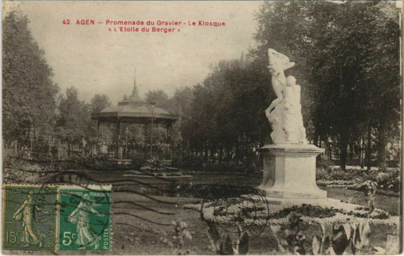 Carte postale ancienne Agen Promenade du Gravier France à Agen