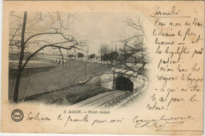 Carte postale ancienne Agen Pont Canal France à Agen