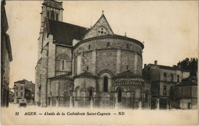 Carte postale ancienne Agen Abside de la Cathedrale St.Caprais France à Agen