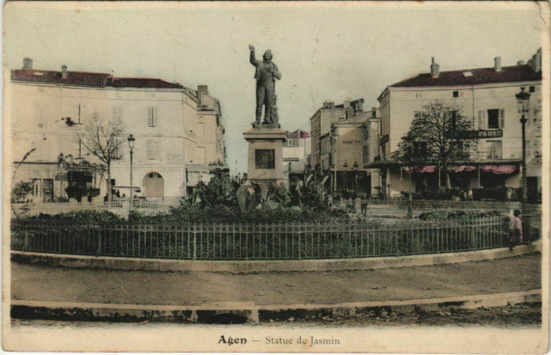 Carte postale ancienne Agen Statue de Jasmin France à Agen
